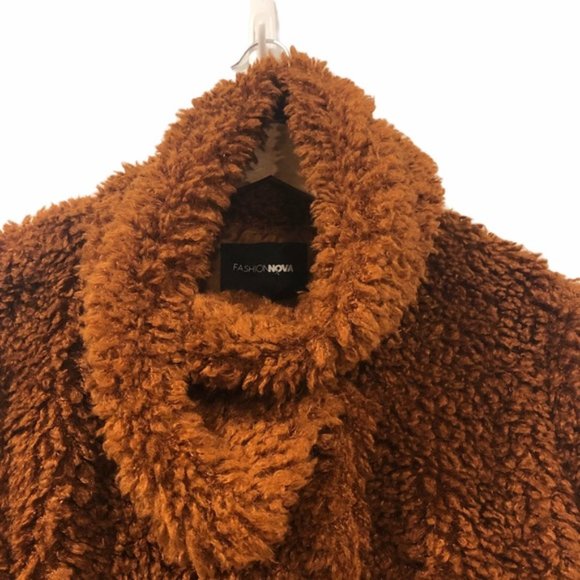 Fashion Nova Teddy Bear Jacket Brown Medium - Picture 3 of 7